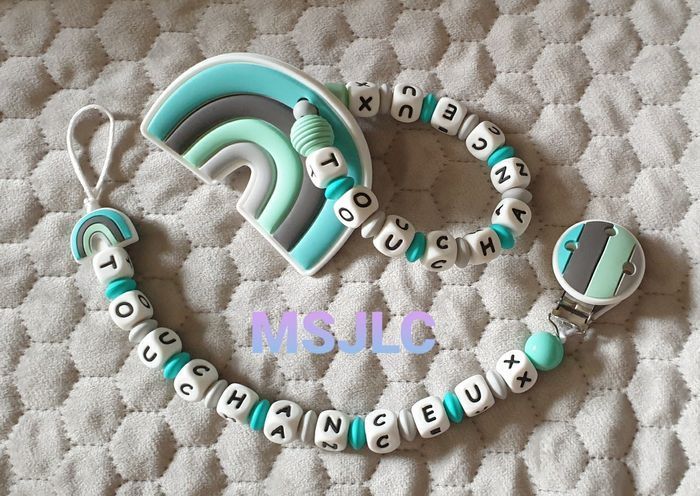 Attache tétine + hochet Arc-en-ciel - photo numéro 3