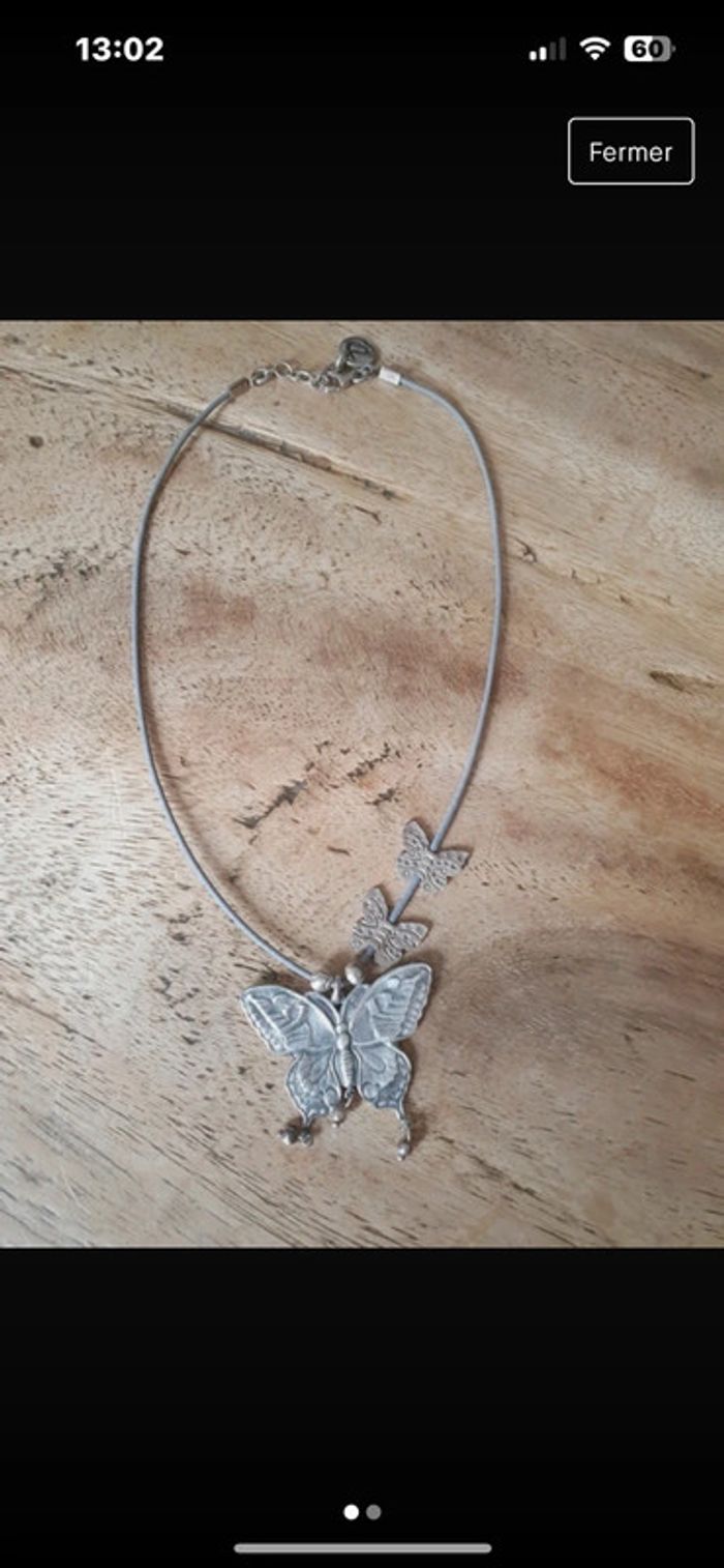 Collier doriane en argent papillon