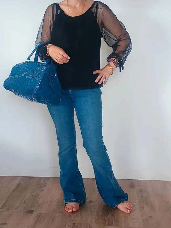 Sac bowling bleu verni matelassé grand format
