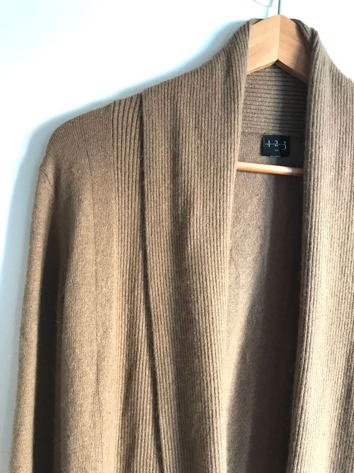 Cardigan long marron 123 en viscose et angora taille 36/38 - photo numéro 3