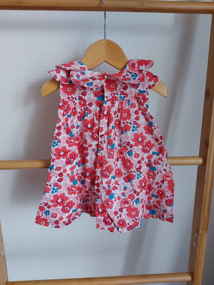 Robe jacadi liberty betsy cerise 12 mois parfait état - photo numéro 3