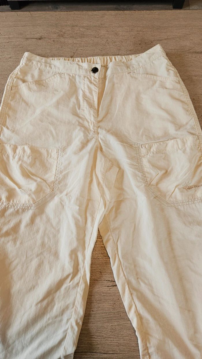 Pantacourt beige clair, en toile, taille M 40/42, Enrico Mori, neuf - photo numéro 5