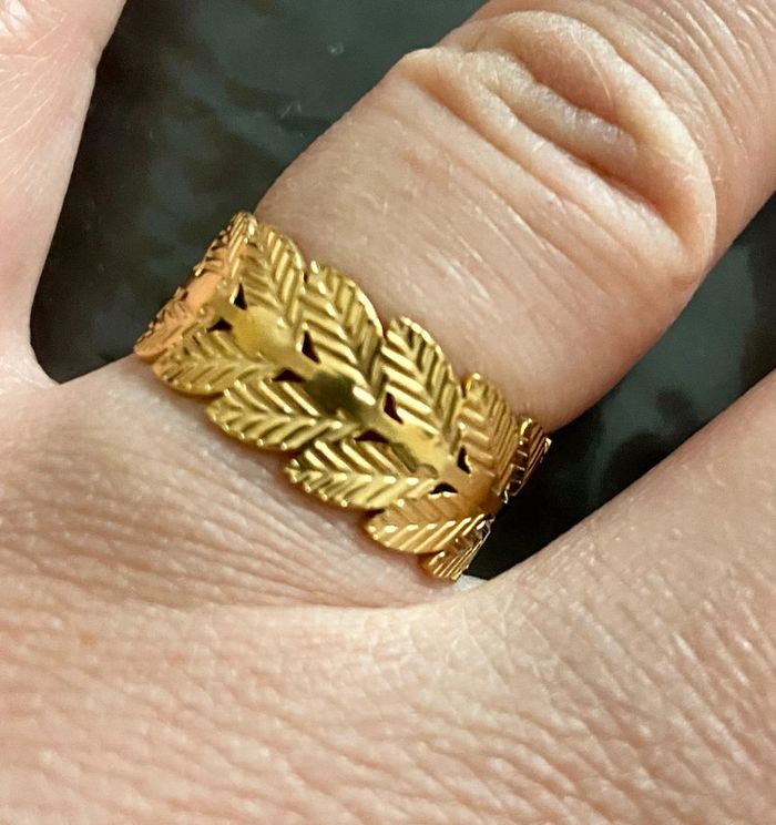 Bague feuille en acier inoxydable - photo numéro 2