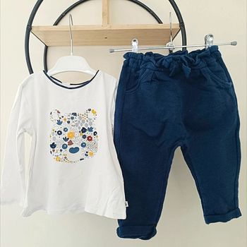23 mois 2 ans ensemble teeshirt obaibi Okaïdi et pantalon tape a l'oeil 86 cm