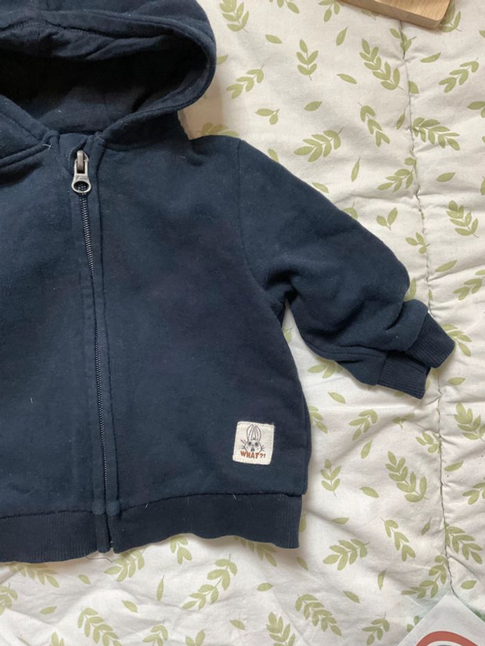 gilet zippé à capuche marine 12 mois kiabi - photo numéro 4