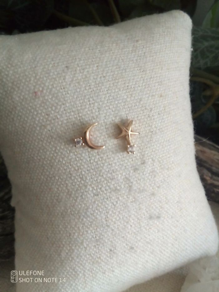 Petites boucles d'oreilles astres lune étoile