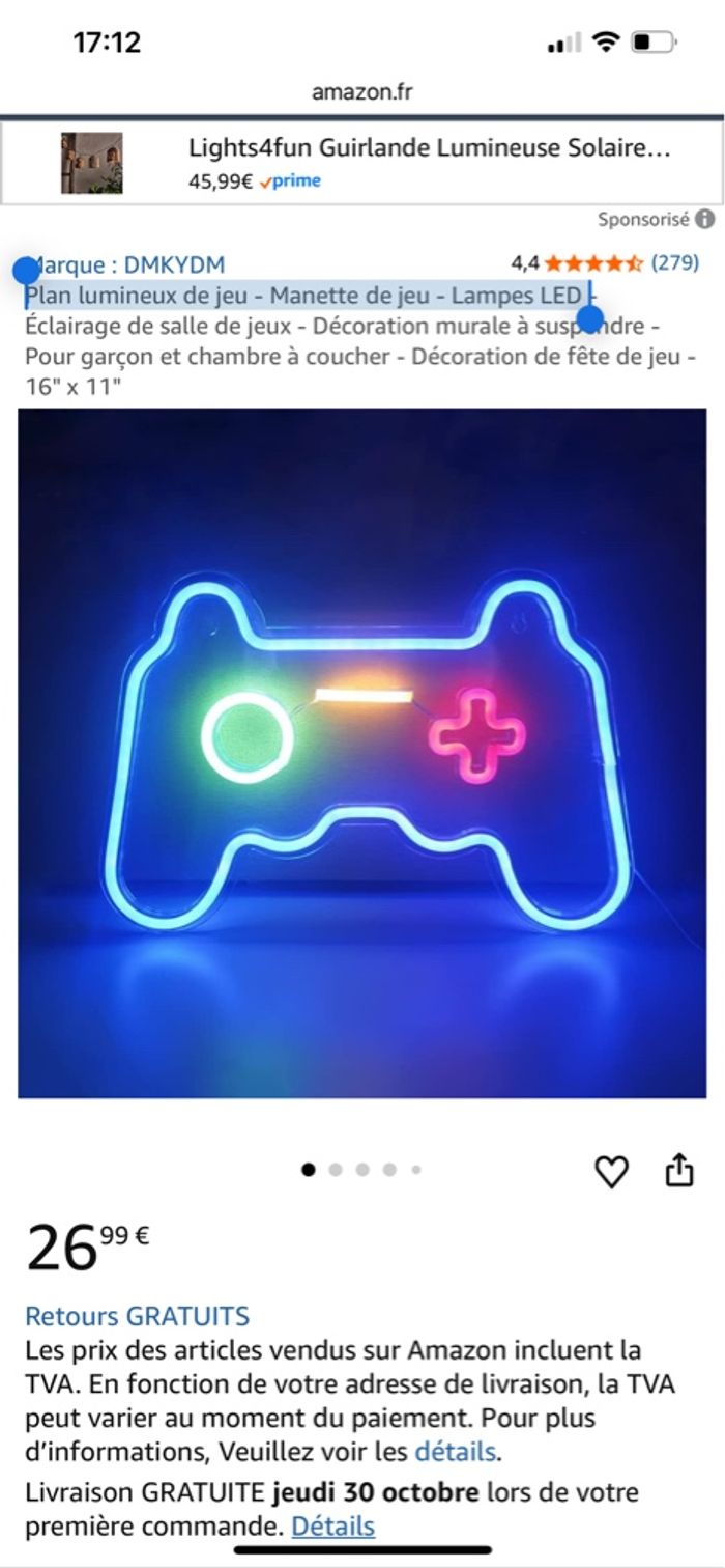 Plan lumineux de jeu