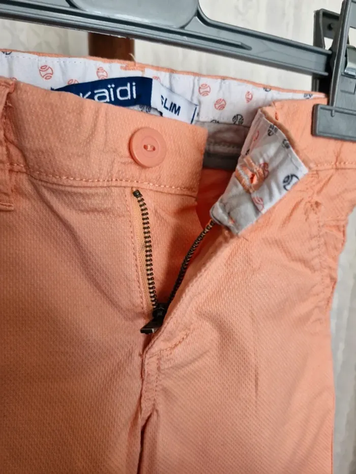 Short slim mixte 3 ans Okaïdi orange corail coton élasthanne - photo numéro 3