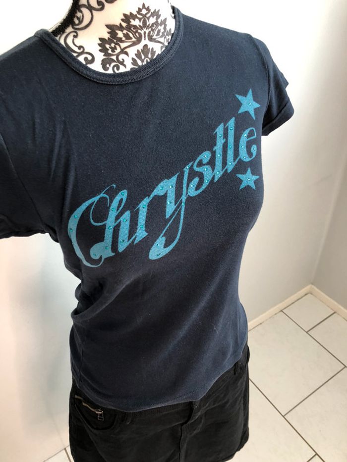 Teeshirt marine avec strass bleus taille S - photo numéro 2