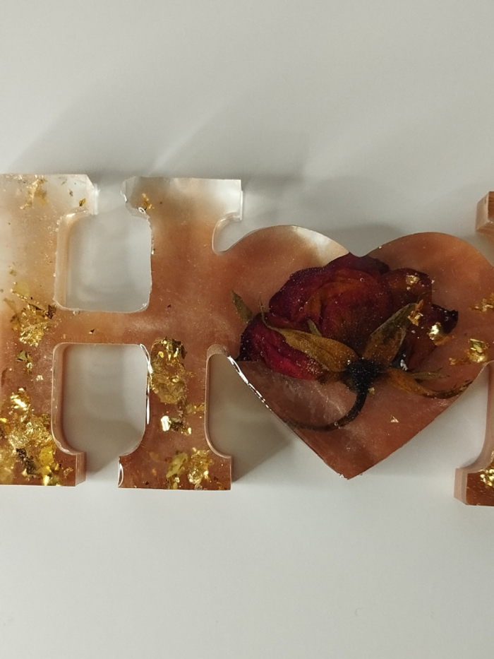 Objet de décoration en résine fleur naturelle feuilles d'or à poser ou murale abr022 - photo numéro 4