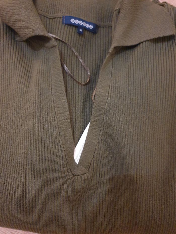 Magnifique robe longue en laine col en V Couleur Olive marque Bonobo taille M - photo numéro 11