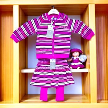 LITTLE MARCEL - NEW - ENSEMBLE 2/3P BÉBÉ FILLE RAYURES & TONS LUMINEUX 12/18M