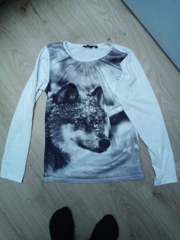 T shirt manche longue loup 14A