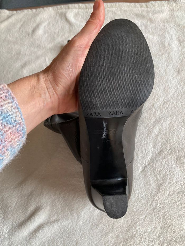 Bottes Zara en cuir grises à talon taille 37 - photo numéro 14