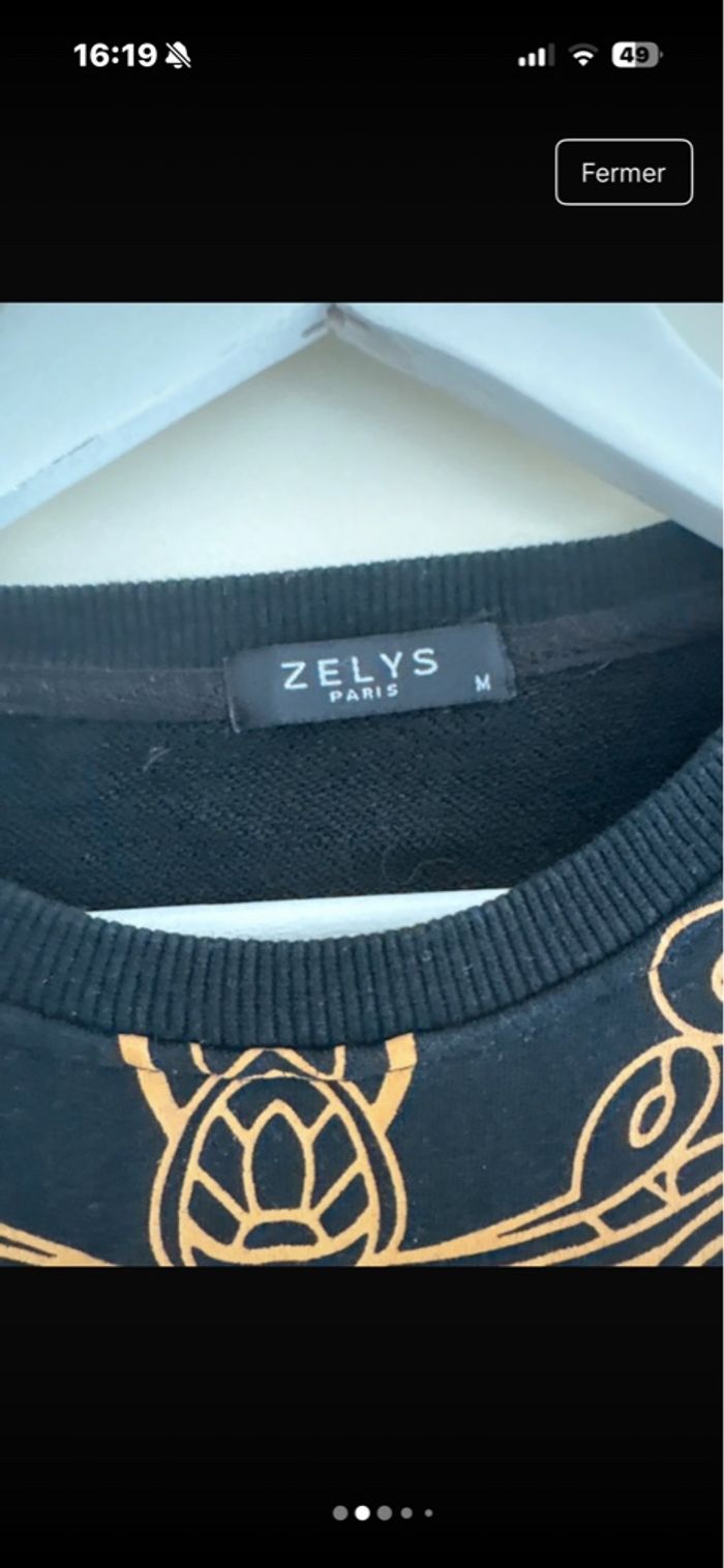 Pull ZELYS Paris - Noir & Or - Taille M unisexe M / 38 / 10 • Très bon état • Coton - photo numéro 4