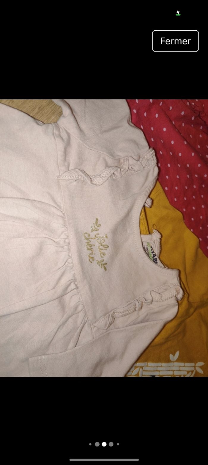 Lot 4 t-shirts manches longues chérie pailleté fleurs panda - photo numéro 4