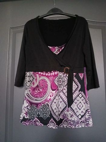 Haut M3/4 noir & blanc & violet 38/M - In Extenso