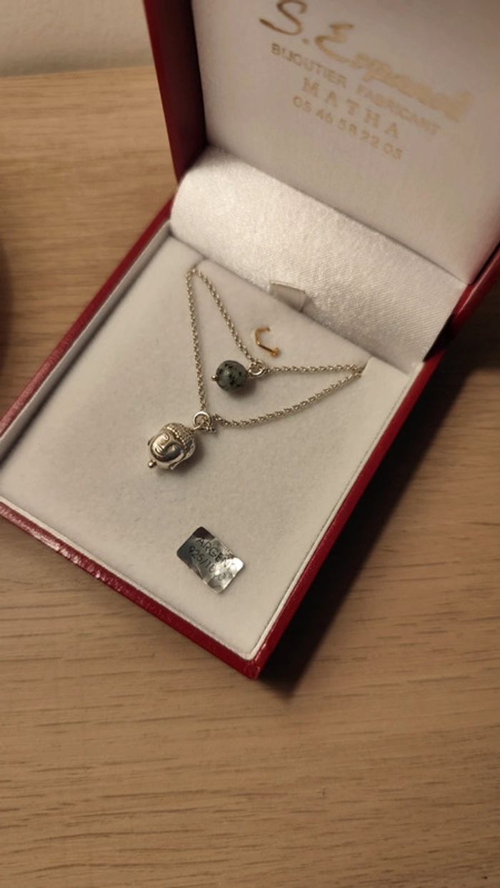 Collier en argent 925 et pierre naturelle - photo numéro 2