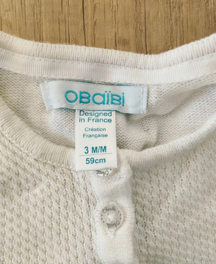 Boléro fille blanc taille 3 mois Okaïdi - photo numéro 2