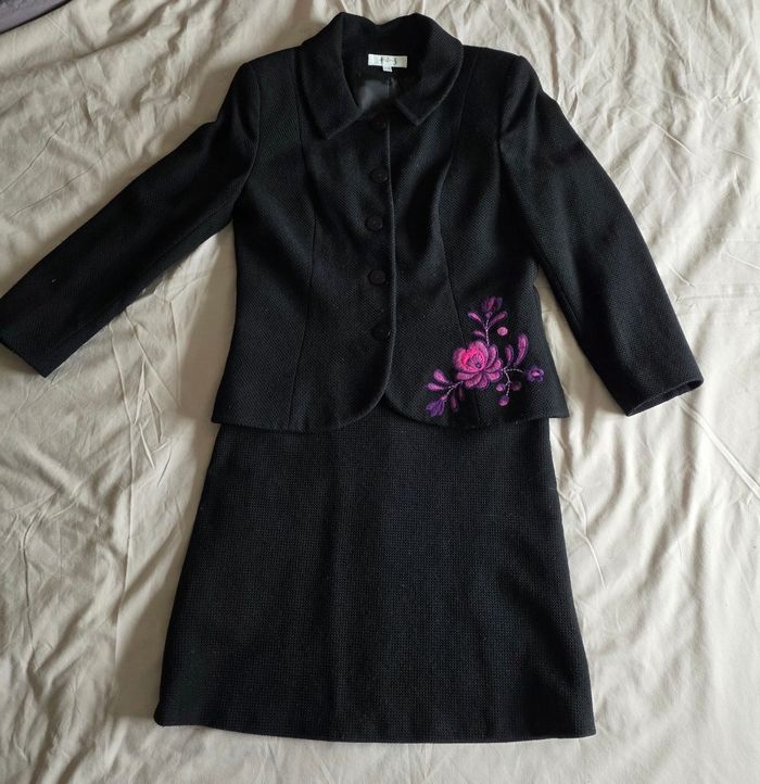 Ensemble Tailleur Maison 123 Laine Vierge Noir Broderie Taille 40 - photo numéro 2