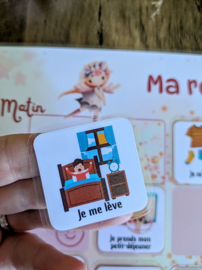 Tableau de routine Enfant petite fée rose – Tableau Visuel Matin Soir - photo numéro 2