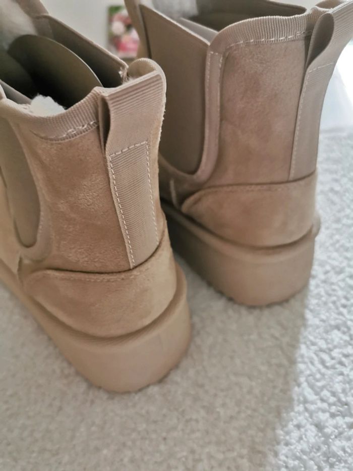 Boots fourrées talon compensé plateforme beige 40 - photo numéro 4