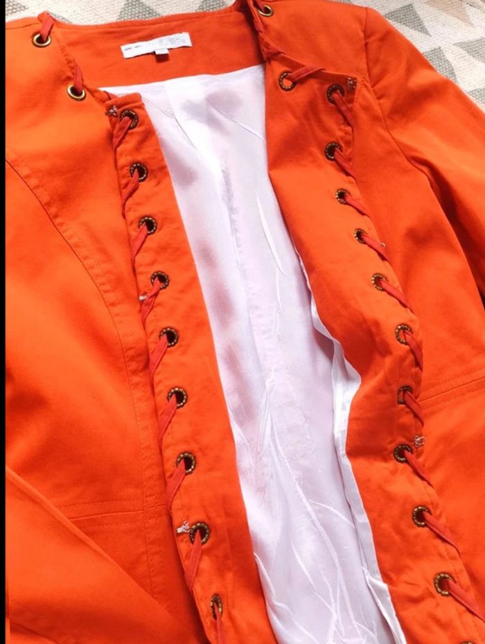 Blazer  lacé  Vintage  orange Neuf  Mariely Paris  38 =  36  actuel - photo numéro 8