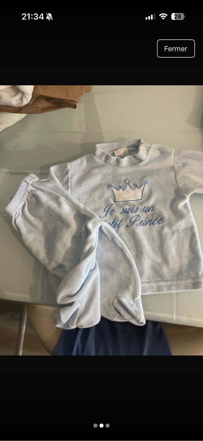 Ensemble bébé velours bleu ciel - photo numéro 2