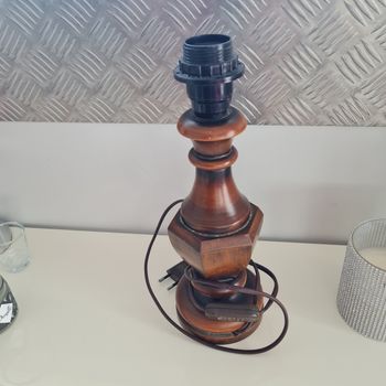 Pied de lampe vintage en bois