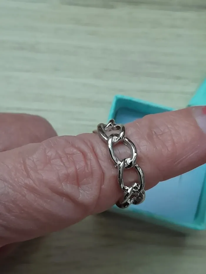 Bague chaine, maillons, argentée, réglable, style Hip Hop - photo numéro 4