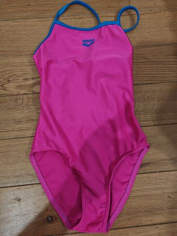 Maillot de bain Arena fille rose & bleu Taille 7 ans 👧 1 pièce dos nageur