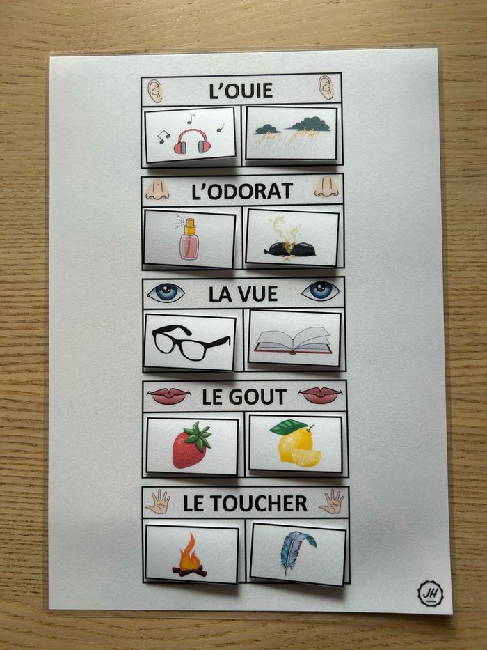 Fiche Montessori : Les 5 sens