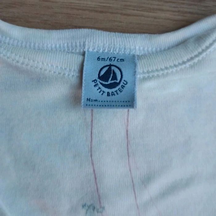 3 bodies manches longues blanc rose pâle petit bateau 6 mois - photo numéro 2