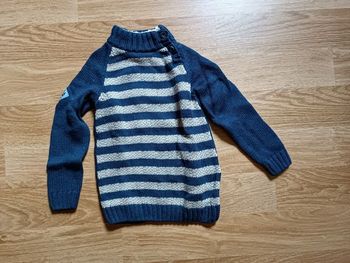 Pull rayé bleu marine et gris, sergent major, 5 ans