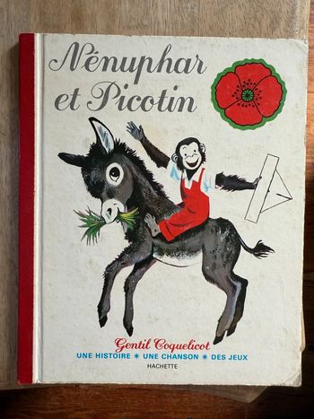 Livre ancien vintage Nénuphar et Picotin âne singe Gentil coquelicot Romain Simon Hachette