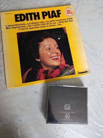 Lot de disque vinyle 33 tours et CD 40 titres Edith Piaf