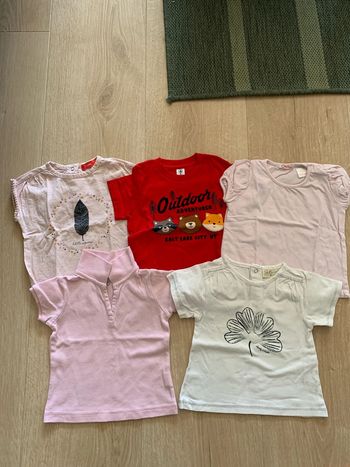 Lot 5 tee-shirts bébé fille 12 mois