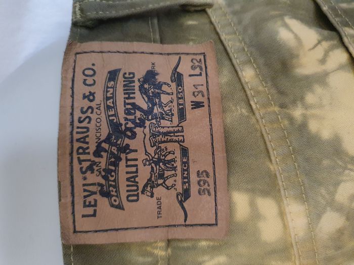 Rare Original Jeans levis 595 W31 L32 tie and dye jaune et vert kaki - photo numéro 3
