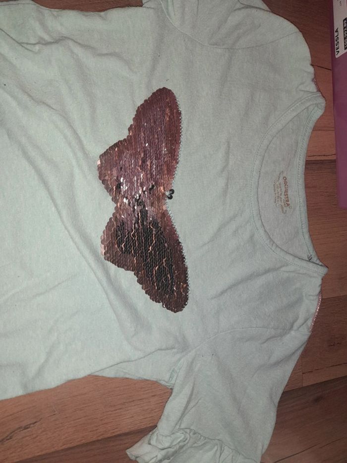 T-shirt papillon sequin réversible 10 ans - photo numéro 3