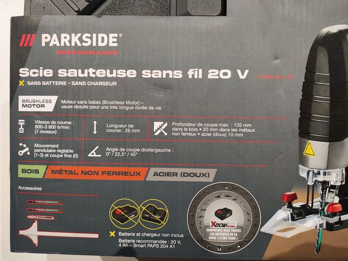 Scie Sauteuse Parkside Performance Neuve PSSPA Snas fil 20V - photo numéro 4
