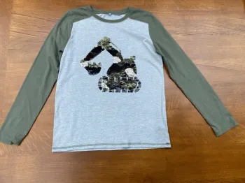 T-shirt garçon 12 ans strass vert et gris chantier