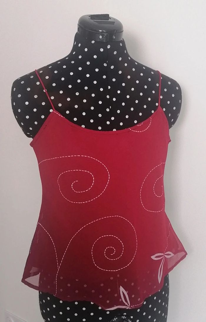Top / débardeur fluide rouge Bordeaux Taille S/M - photo numéro 3