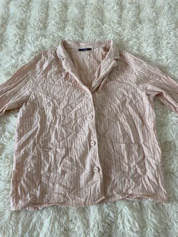 Chemise de pyjama rose à rayure Kiabi taille S