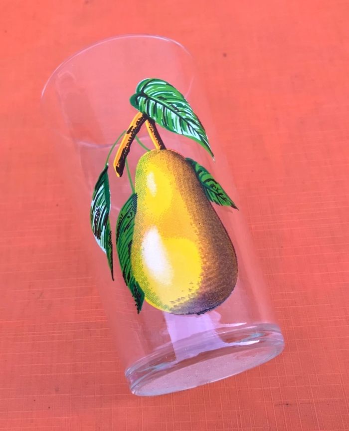 2 Verres décorés Poire / Cerise Reims France - photo numéro 5