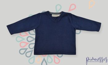 Pull tricot fin bleu marine marron Zara 9-12 mois 74 cm garçon