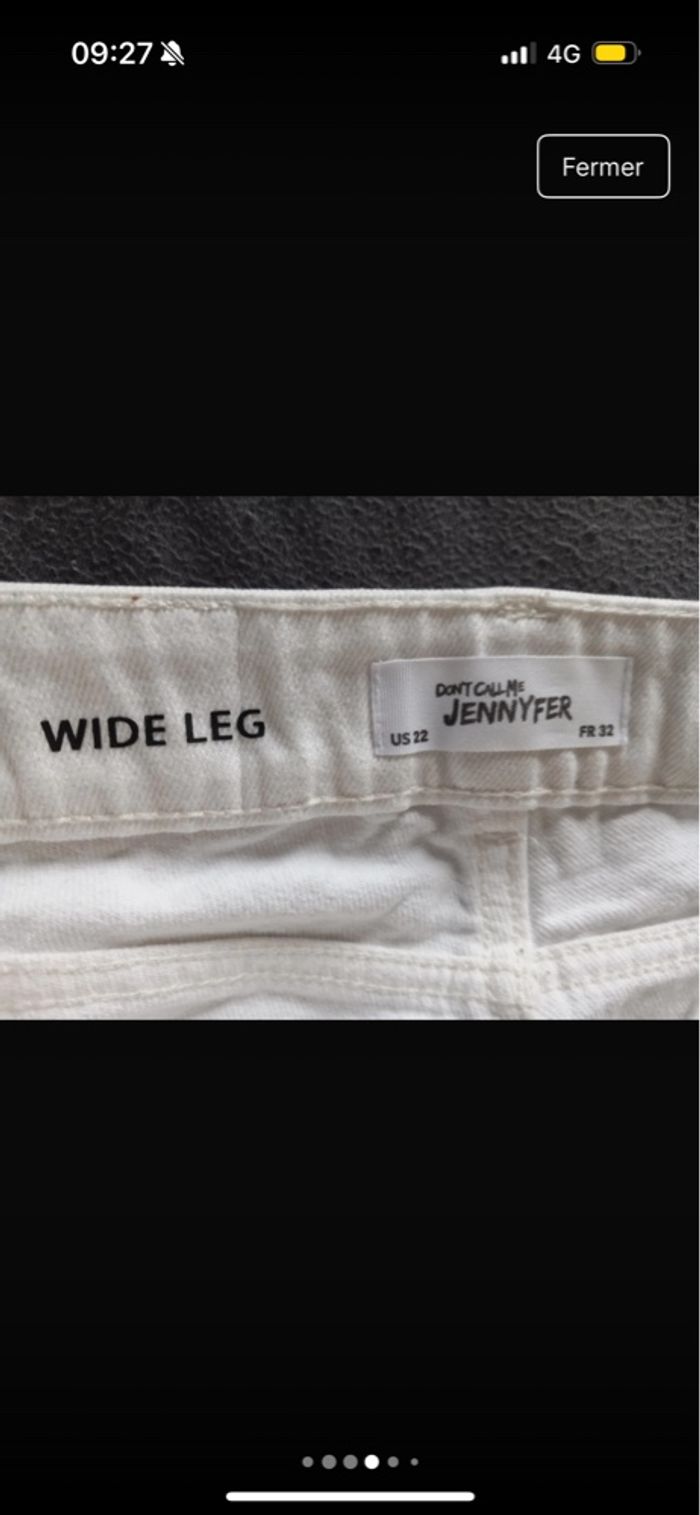 jeans wide leg blanc femme - photo numéro 6