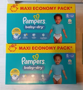 188 couches Pampers baby dry taille 5 (2 Maxi Packs)