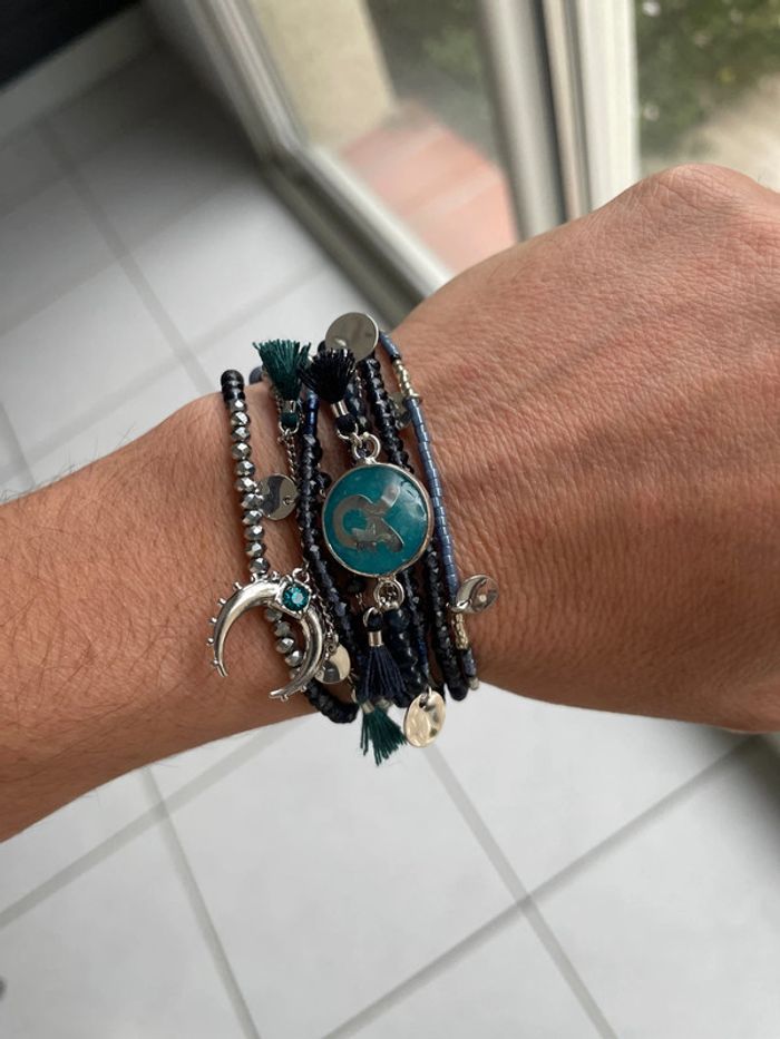 Bracelet hipanema bleu argent - photo numéro 2