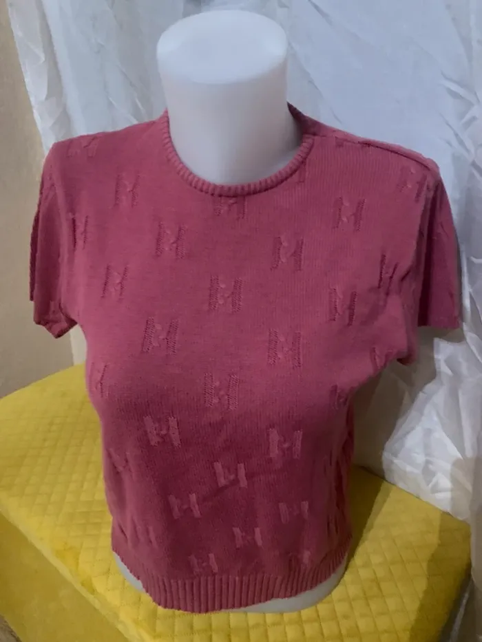 Pull vintage manches courtes fushia taille S/M