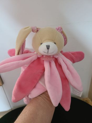 Doudou et compagnie plat lapin blanc rose Collector